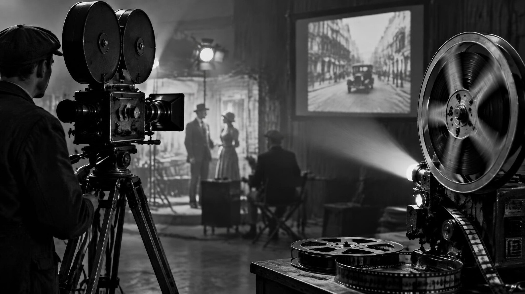 vintage film camera on tripod